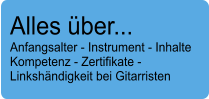 Alles ber... Anfangsalter - Instrument - Inhalte Kompetenz - Zertifikate -  Linkshndigkeit bei Gitarristen
